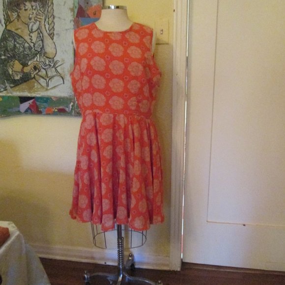 Maison Jules Orange Summer Dress Retro Style M - Picture 1 of 5
